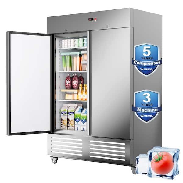 ANDTE 54 in. 49 cu. ft. Commercial 2 Door Stainless Steel Walk-In Refrigerator's, LED Lighting Temp 33℉~40℉