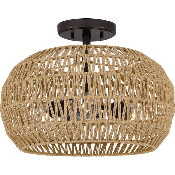 Casablanca 16 in. 3-Light Palladian Bronze Semi-Flush Mount