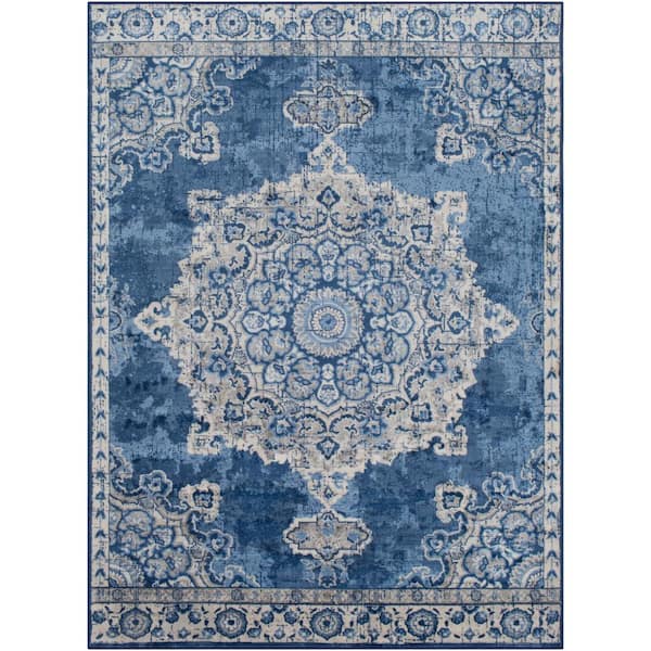 Artistic Weavers Monaco Navy Medallion 7 ft. x 10 ft. Indoor Area Rug