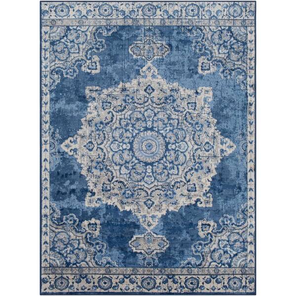Artistic Weavers Monaco Navy Medallion 9 ft. x 12 ft. Indoor Area Rug