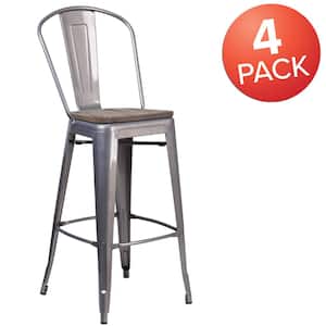 46.5 in. Clear Coated Bar Stool (Set of 4)