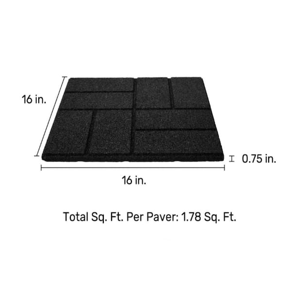 Vigoro 16 in. x 16 in. x 3/4 in. Black Dual-Sided Rubber Paver (9-Pack) - image 4