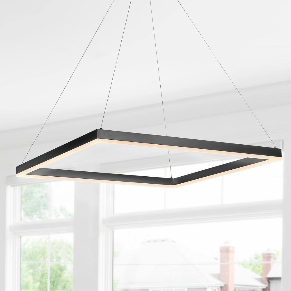 Nero 23.63" Black Aluminum LED Square Pendant Light