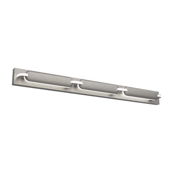 Spectacle 34 in. 1-Light Brushed Nickel Integrated LED Vanity Light/ Wall Sconce Selectable 4CCT 2700K-3000K-3500K-4000K