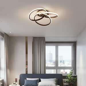 Tenor 20 in. Modern Black Circle Wheel Ring Integrated LED 3000K Warm Light Flush Mount for Kitchen Island or Bedroom