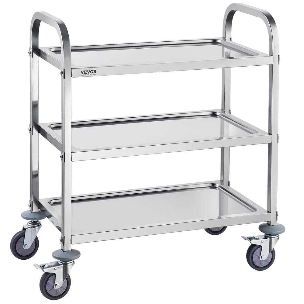 SKYSHALO Stainless Steel Cart, 3 Layers Lab Utility Cart 400 lbs ...