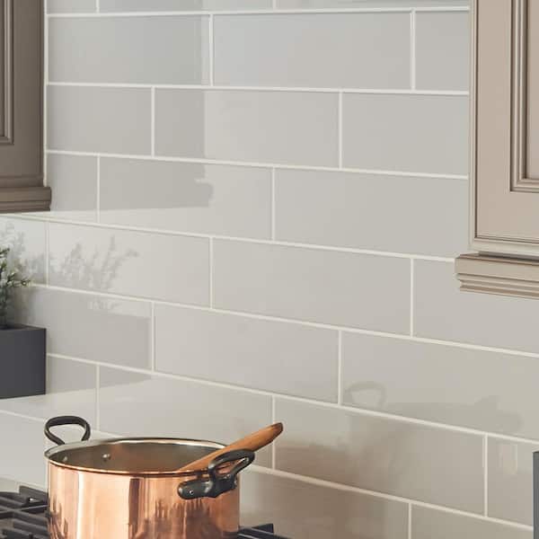 Domino Gray 4 in. x 16 in. Glossy Ceramic Subway Wall Tile (8.61 sq. ft./Case)