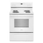 30 in. 4.8 cu. ft. 4-Burner Electric Range with Self-Cleaning in White with Storage Drawer