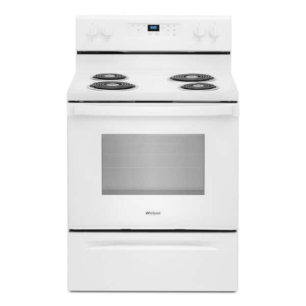 Whirlpool 30 in. 4.8 cu. ft. 4-Burner Electric Range with Self-Cleaning in White with Storage Drawer