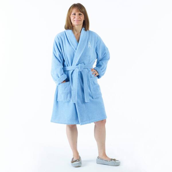 Royal Blue Turkish Cotton Short Robe 