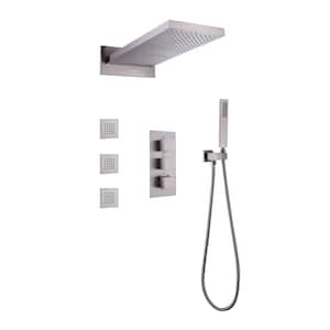 3-Jet Shower System with Hand-Shower and Showerhead in Brushed Nickel