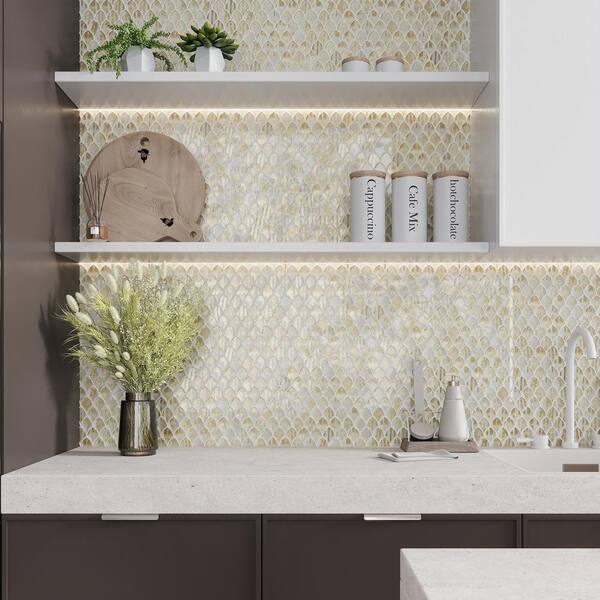 Apollo Tile Majeste Shimmer Gold 11-1/2-in x 11-3/4-in Glossy Glass Mixed Pattern Floor and Wall Tile (9.47-sq. ft/ Carton)
