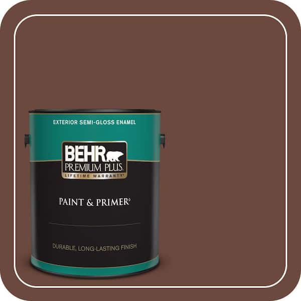 BEHR PREMIUM PLUS 1 gal. #BXC-45 Classic Brown Semi-Gloss Enamel Exterior Paint & Primer