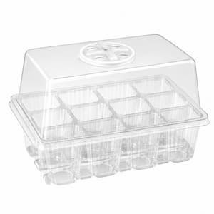 Seed Starter Tray with Grow Light, Elevated, Adjustable Humidity Domes and Cell Tray for Plants, Clear (5-Pack)