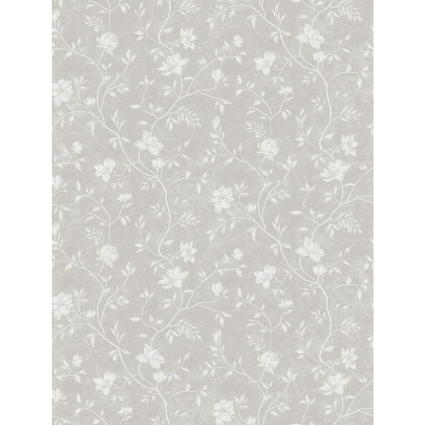 Unbranded Spring Blossom Collection Magnolia Floral Vine Beige/White Matte Finish Non-Pasted Non-Woven Paper Wallpaper Roll