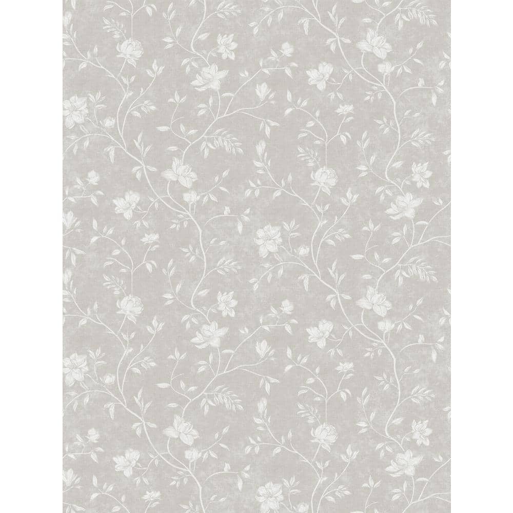 Spring Blossom Collection Magnolia Floral Vine Beige/White Matte Finish Non