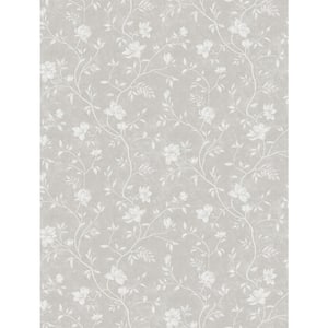 Spring Blossom Collection Magnolia Floral Vine Beige/White Matte Finish Non-Pasted Non-Woven Paper Wallpaper Sample