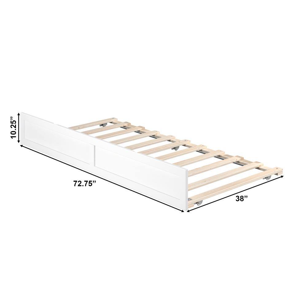 White Twin Wood Frame Trundle Daybed