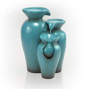 21 in. Tall Turquoise Fountain Pot Decoration