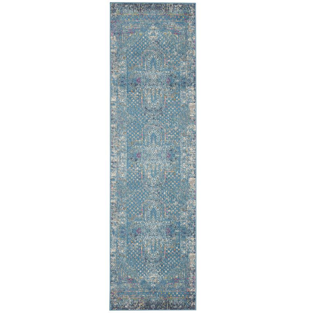 HomeRoots Blue 2 ft. x 10 ft. Runner Polypropylene Area Rug 2000385732 ...