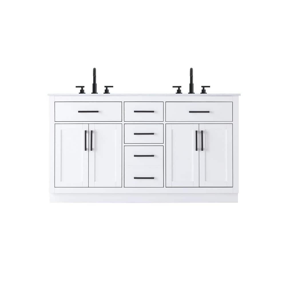 60 in. Double Sink White Bath Vanity with White Engineered Marble Top price history on PriceWatchPro