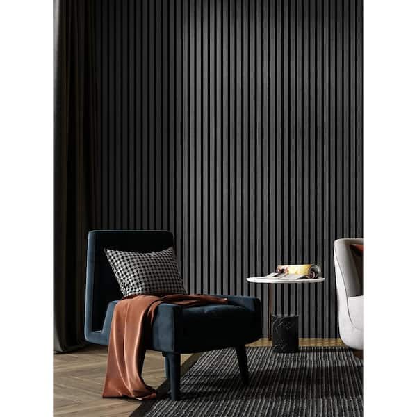0.83 in. x 94.49 in. 7.87 in. Matte Black MDF Decorative Wall Paneling Wood Slat Acoustic Panels Wall 4-Piece 21 Sq. Ft.