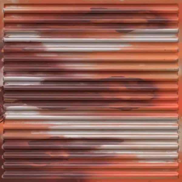 FROM PLAIN TO BEAUTIFUL IN HOURS Ridged Metal Weathered Silver 2 ft. x 2 ft. PVC Lay in Faux Tin Ceiling Tile (100 sq. ft./Case)