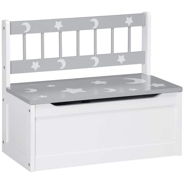 7 Gal. Gray Outdoor Storage Bench, Kids Storage Bench Seat with Storage, Toy Organizer and Storage Bin