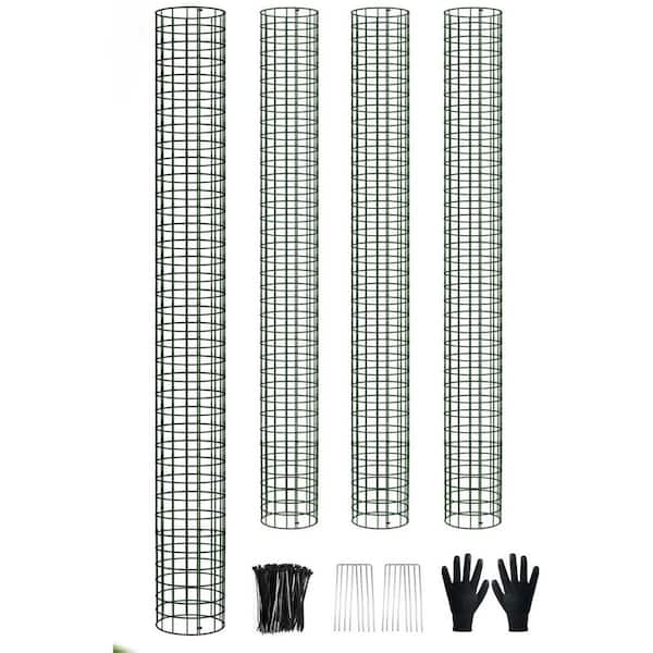 13 in. x 48 in. Green Metal Tree Ring Kit, Expandable Tree Trunk Protector with Zip Ties, Stakes for Deer, Mower(4-Pack)