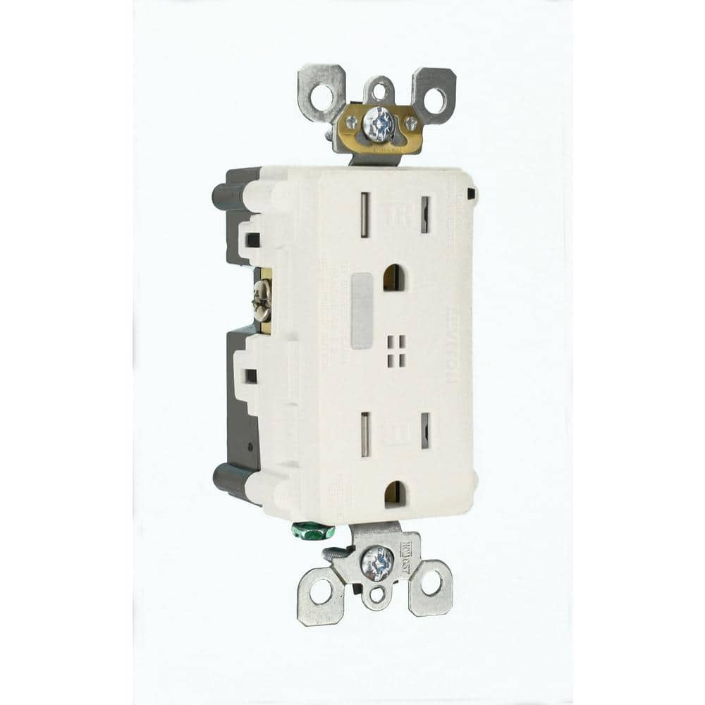 White Tamper-Resistant Duplex Receptacle with Wall Plate and Indicator Light