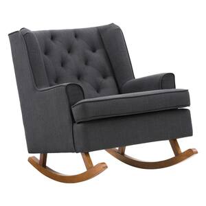 Boston Dark Gray Tufted Fabric Rocking Chair