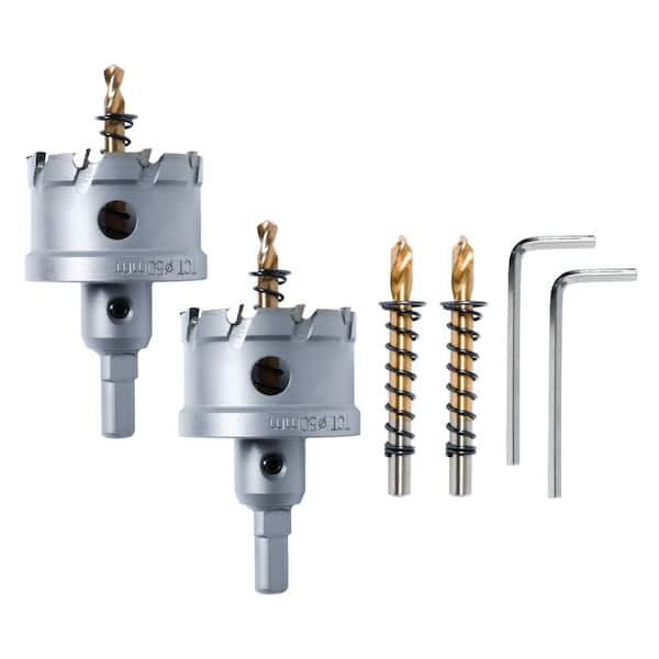 2 in. Carbide Hole Saw : Tungsten Carbide Tipped Hole Cutter Set with Titanium-Plated Pilot Drill Bit (2-Set)