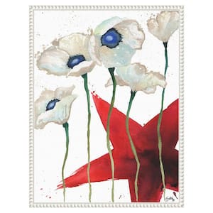 "Patriotic Floral IV" by Elizabeth Medley 1-Piece Floater Frame Giclee Abstract Canvas Art Print 24 in. x 18 in.