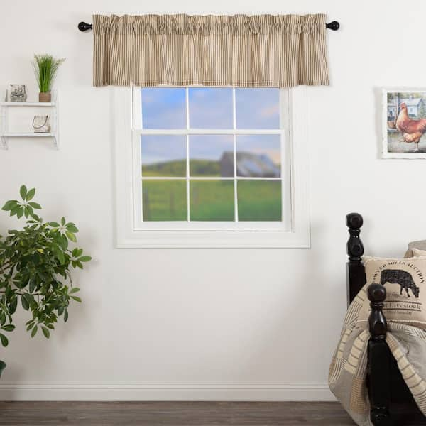 Scalloped online Valance in Classic Black Ticking Stripe on White