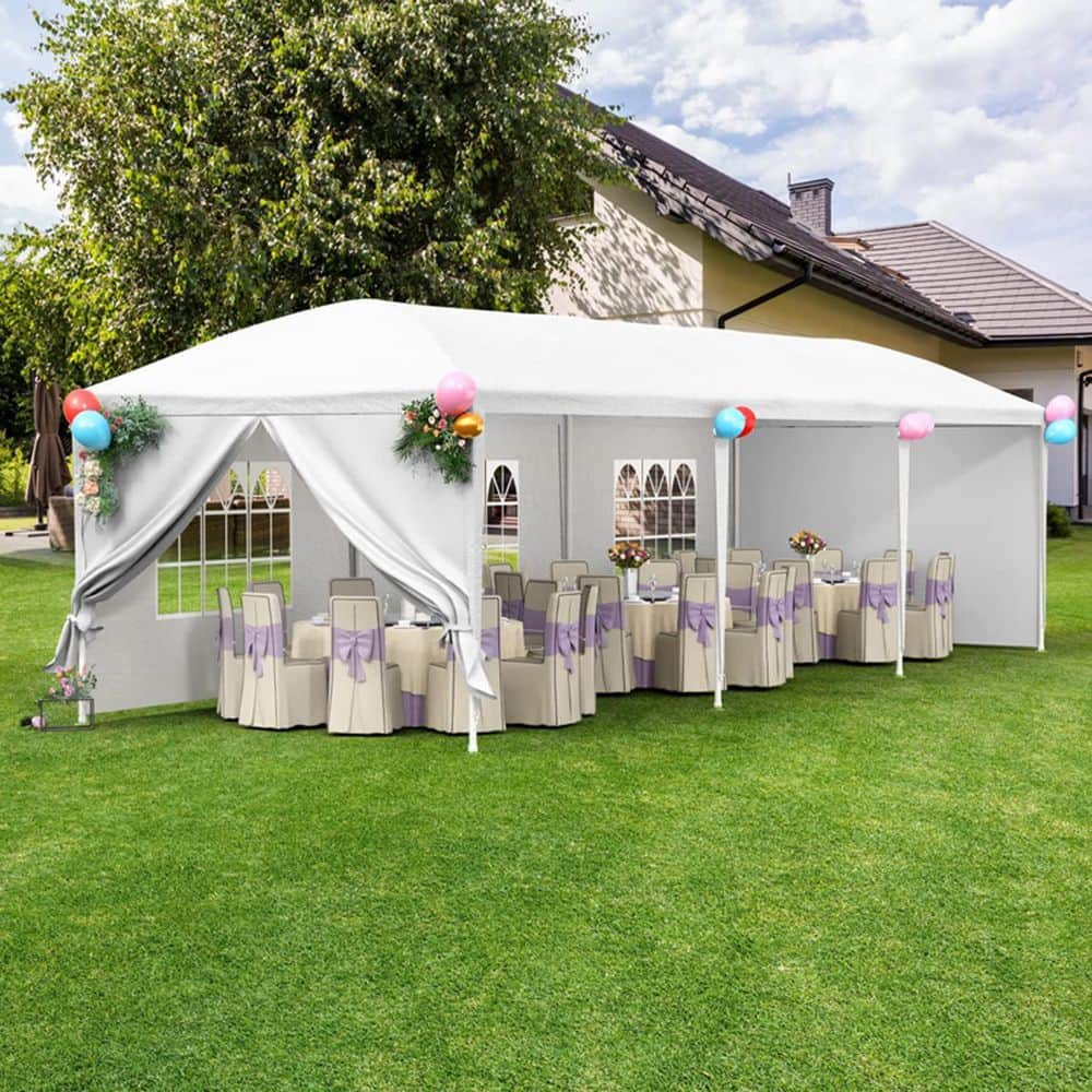 10 ft. x 30 ft. Outdoor Tent Canopy Gazebo with 8-Removable Side Walls Suit