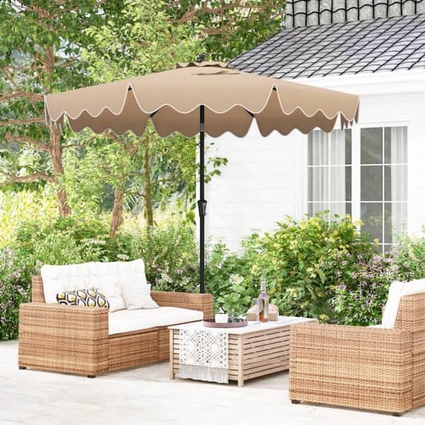 9 foot brown patio umbrella Clihome 9 ft. Patio Umbrella in Brown with Crank Handle and Push Button Tilt