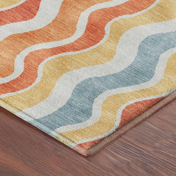 Mayfield Premium Machine Washable Abstract AMF2342 Coral 9 ft. x 12 ft. Area Rug