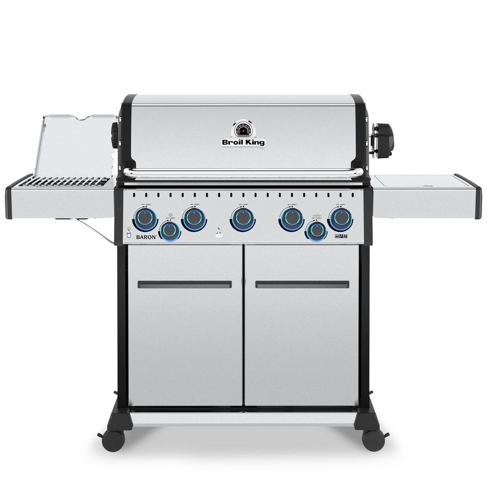 Baron S 590 Pro IR 5-Burner Propane Gas Grill in Stainless Steel with Side Burner and Rear Rotisserie Burner