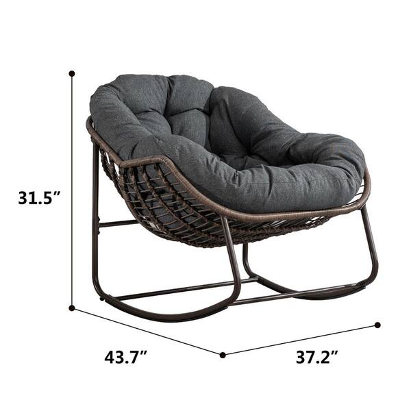 Tatayosi 1-Piece Metal Rattan Outdoor Rocking Chair Rocker