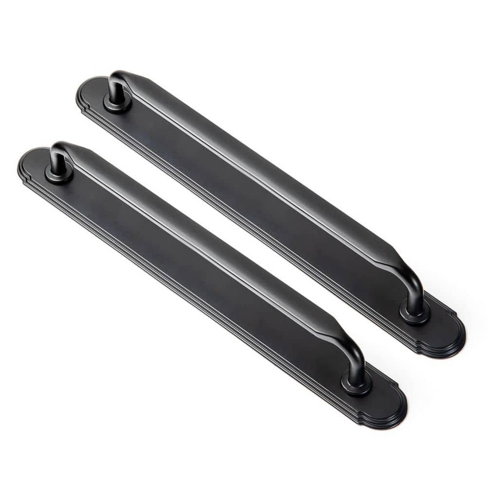 2-Pack 7-9/16 in. (192mm) Matte Black Zinc Alloy Cabinet Pull with Stepped Border Backplate Drawer Bar Pull price history on PriceWatchPro