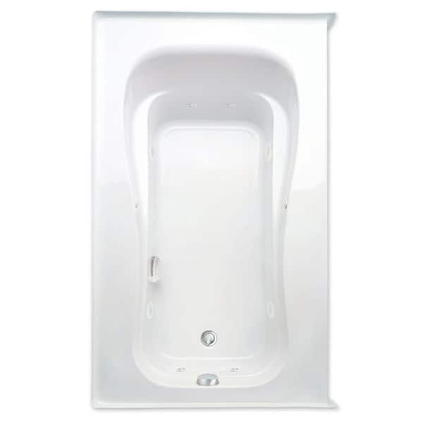 Aquatic Novelli 60 in. Acrylic Whirlpool Bathtub Left Drain Rectangular Alcove with Heater in White