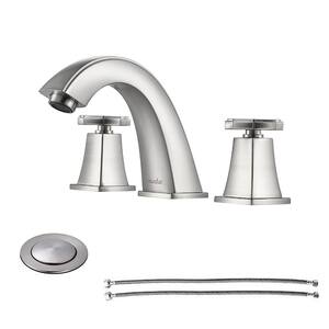 8 in. Widespread Double Handle Bathroom Faucet with Pop Up Drain in Brushed Nickel