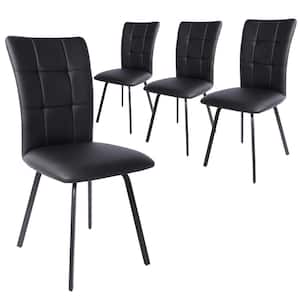 Black Faux Leather Upholstered Modern Style Dining Chair with Carbon Steel Legs (Set of 4)