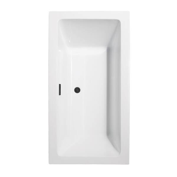 Melody 59.5 in. Acrylic Flatbottom Bathtub in White with Matte Black Trim Melody 59.5 in. Acrylic Flatbottom Bathtub in White with Matte Black Trim