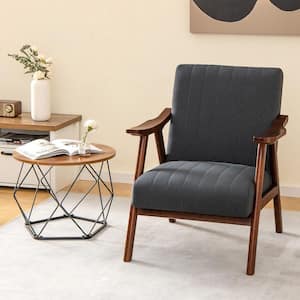 Upholstered Rocking Chair with Pillow Rocking Armchair with Rubber Wood Frame Grey