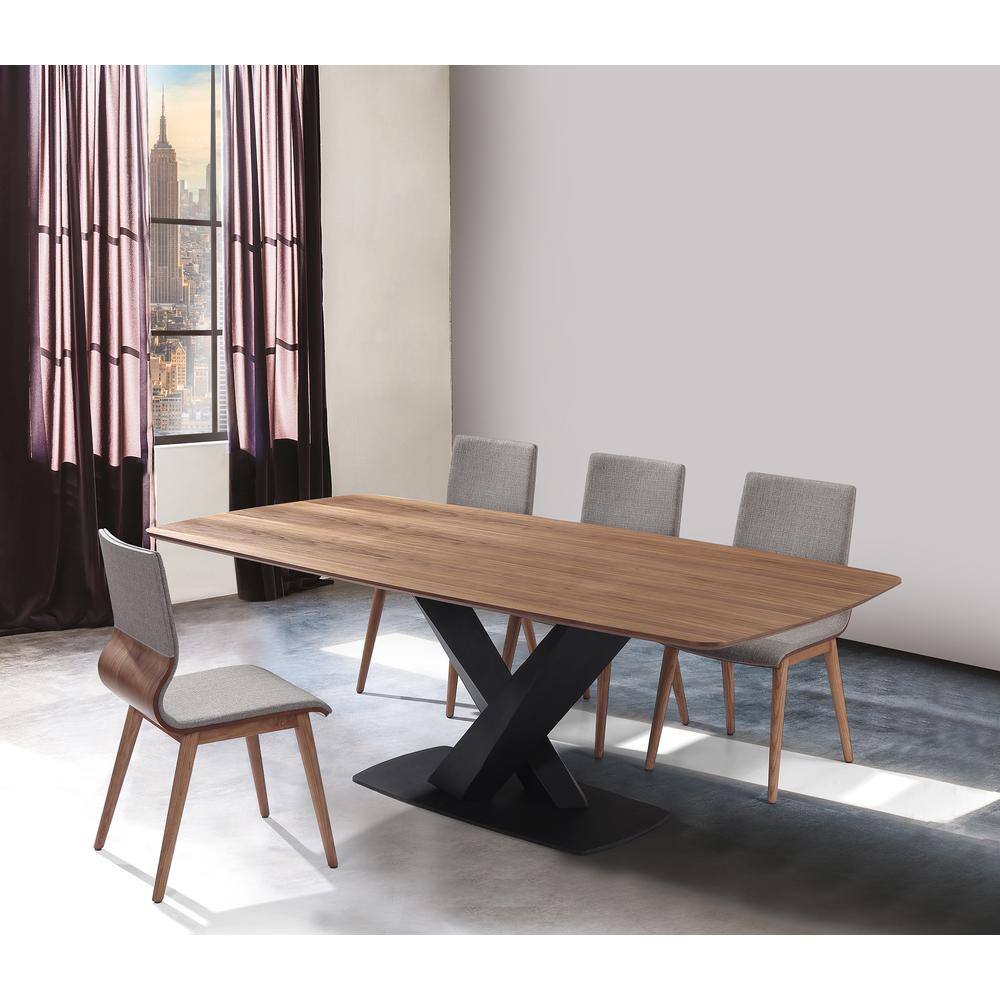 Everett 87" Black and Walnut Contemporary Dining Table