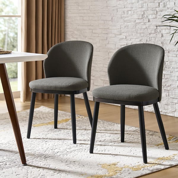 Holden Charcoal Modern Dining Chair with Solid Wood Legs Set-2
