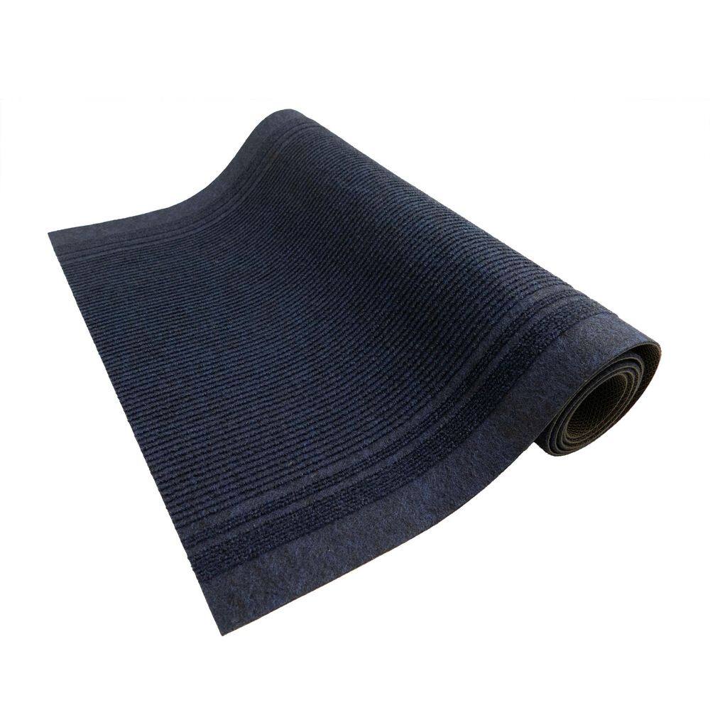 Custom Tracker Indoor/Outdoor Hallway Runner Rug 2 ft. 2 in. W x 46 ft. L Navy Polyester Garage Flooring price history on PriceWatchPro