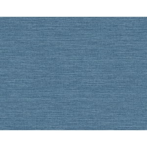 Grasscloth Effect Blue Paper Non-Pasted Strippable Wallpaper Roll (Cover 60.75 sq. ft.)