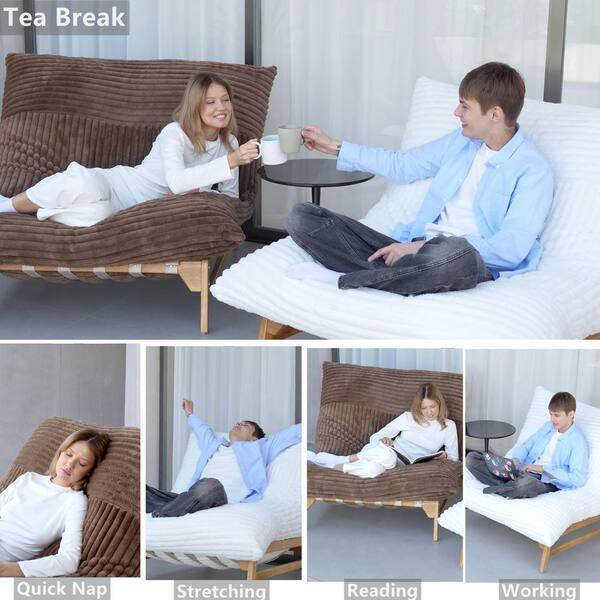47 in. W Armless Plush Velvet Chair Sleeper Sofa Accet Side Chair with Washable Covers in White